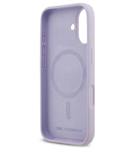 MagSafe Калъф за iPhone 17, Karl Lagerfeld Silicone Karl & Choupette Case, Лилав (6)