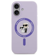 MagSafe Калъф за iPhone 17, Karl Lagerfeld Silicone Karl & Choupette Case, Лилав (3)