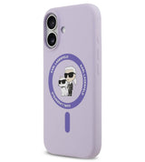 MagSafe Калъф за iPhone 17, Karl Lagerfeld Silicone Karl & Choupette Case, Лилав (2)
