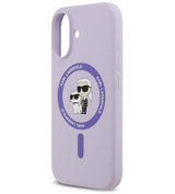 MagSafe Калъф за iPhone 17, Karl Lagerfeld Silicone Karl & Choupette Case, Лилав (5)
