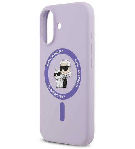 MagSafe Калъф за iPhone 17, Karl Lagerfeld Silicone Karl & Choupette Case, Лилав (5)