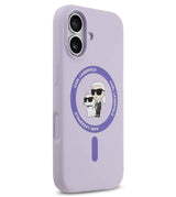 MagSafe Калъф за iPhone 17, Karl Lagerfeld Silicone Karl & Choupette Case, Лилав (4)
