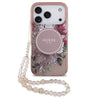 Дамски Калъф за iPhone 17 Pro, Guess IML Flowers Magsafe Strap Case, Розов