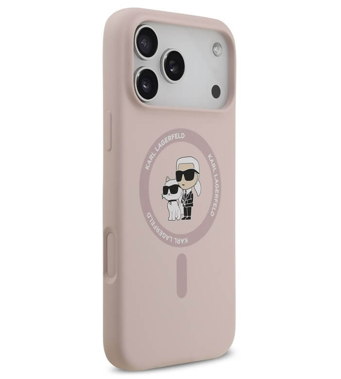 MagSafe Калъф за iPhone 17 Pro, Karl Lagerfeld Silicone Karl & Choupette Case, Розов (3)