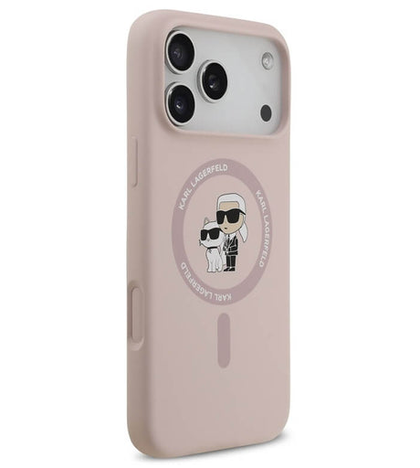 MagSafe Калъф за iPhone 17 Pro, Karl Lagerfeld Silicone Karl & Choupette Case, Розов (3)