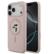MagSafe Калъф за iPhone 17 Pro, Karl Lagerfeld Silicone Karl & Choupette Case, Розов
