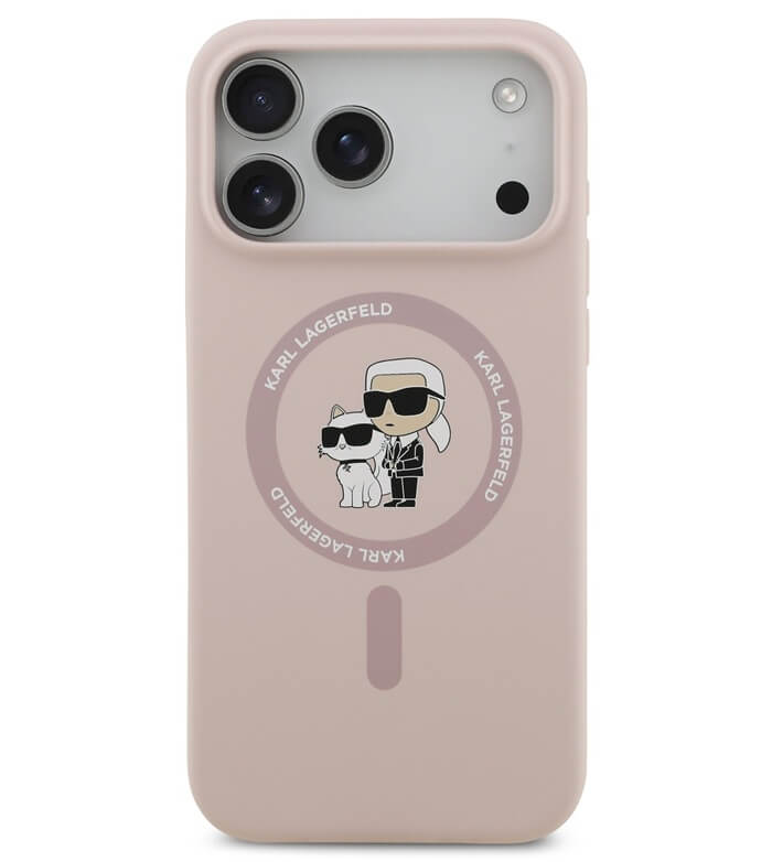 MagSafe Калъф за iPhone 17 Pro, Karl Lagerfeld Silicone Karl & Choupette Case, Розов (2)