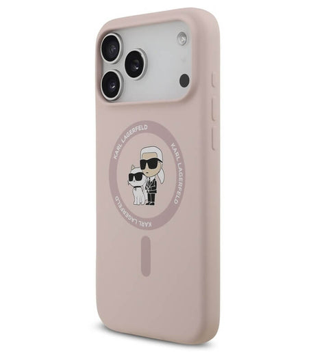 MagSafe Калъф за iPhone 17 Pro, Karl Lagerfeld Silicone Karl & Choupette Case, Розов (4)
