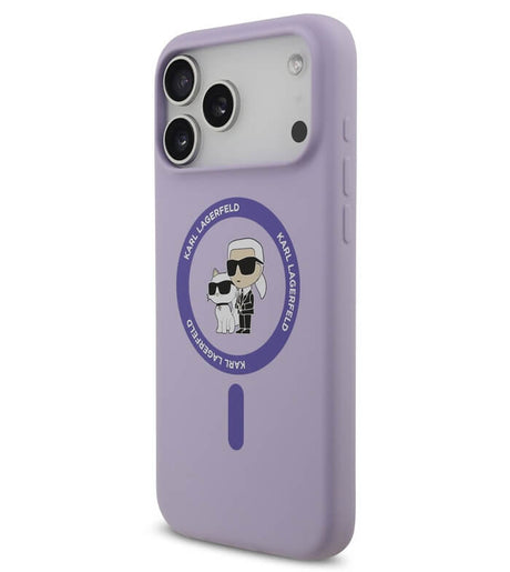 MagSafe Калъф за iPhone 17 Pro, Karl Lagerfeld Silicone Karl & Choupette Case, Лилав (4)