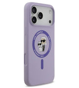 MagSafe Калъф за iPhone 17 Pro Max, Karl Lagerfeld Silicone Karl & Choupette Case, Лилав (3)