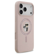 MagSafe Калъф за iPhone 17 Pro Max, Karl Lagerfeld Silicone Karl & Choupette Case, Розов (3)