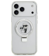 Magsafe Калъф за iPhone 17 Pro Max, Karl Lagerfeld Ringstand Karl & Choupette Case, Прозрачен (2)