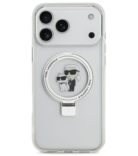 Magsafe Калъф за iPhone 17 Pro Max, Karl Lagerfeld Ringstand Karl & Choupette Case, Прозрачен (2)