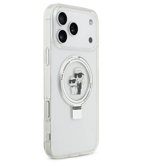 Magsafe Калъф за iPhone 17 Pro, Karl Lagerfeld Ringstand Karl & Choupette Case, Прозрачен (3)