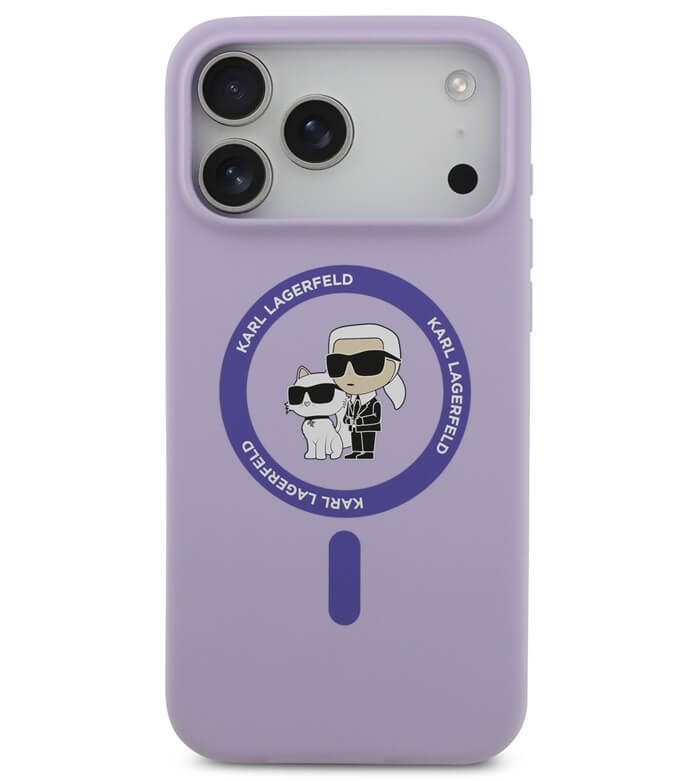MagSafe Калъф за iPhone 17 Pro Max, Karl Lagerfeld Silicone Karl & Choupette Case, Лилав (2)