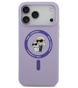 MagSafe Калъф за iPhone 17 Pro Max, Karl Lagerfeld Silicone Karl & Choupette Case, Лилав (2)