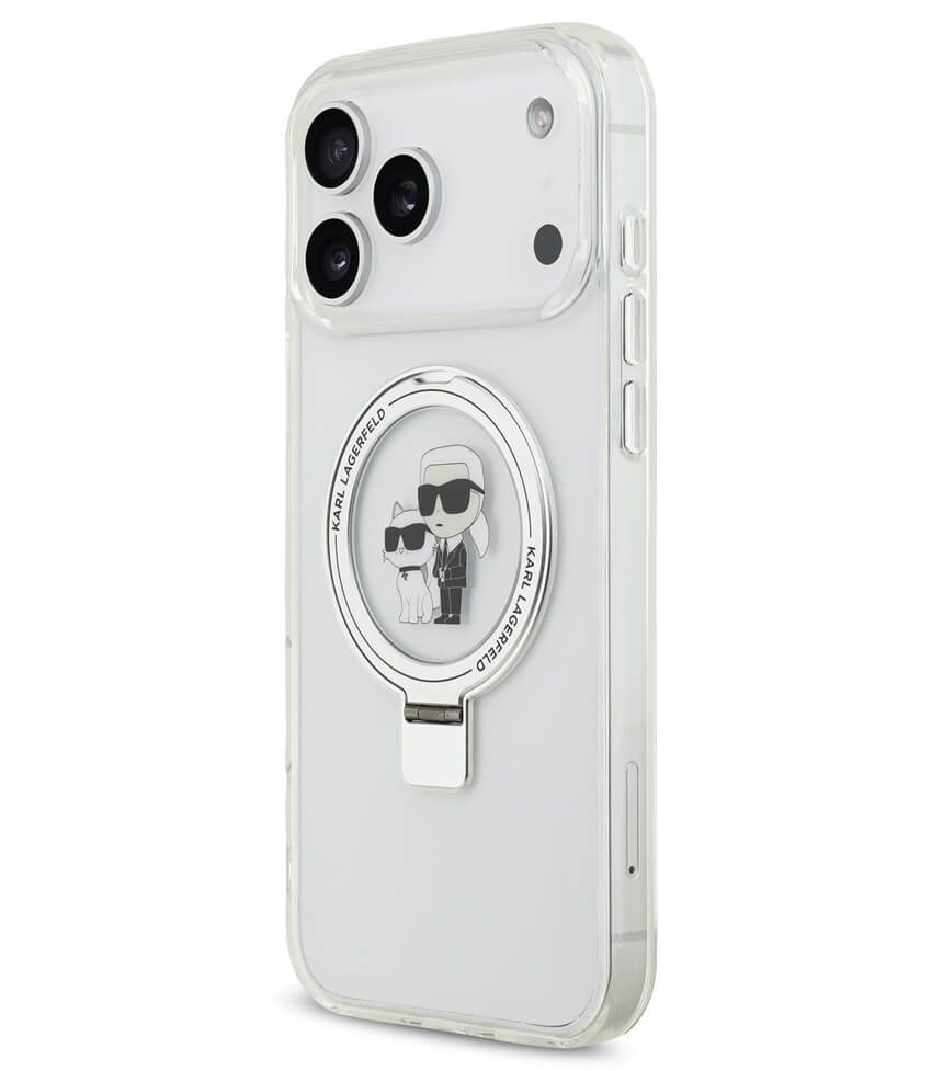 Magsafe Калъф за iPhone 17 Pro Max, Karl Lagerfeld Ringstand Karl & Choupette Case, Прозрачен (4)
