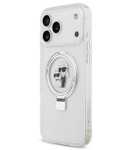 Magsafe Калъф за iPhone 17 Pro Max, Karl Lagerfeld Ringstand Karl & Choupette Case, Прозрачен (4)
