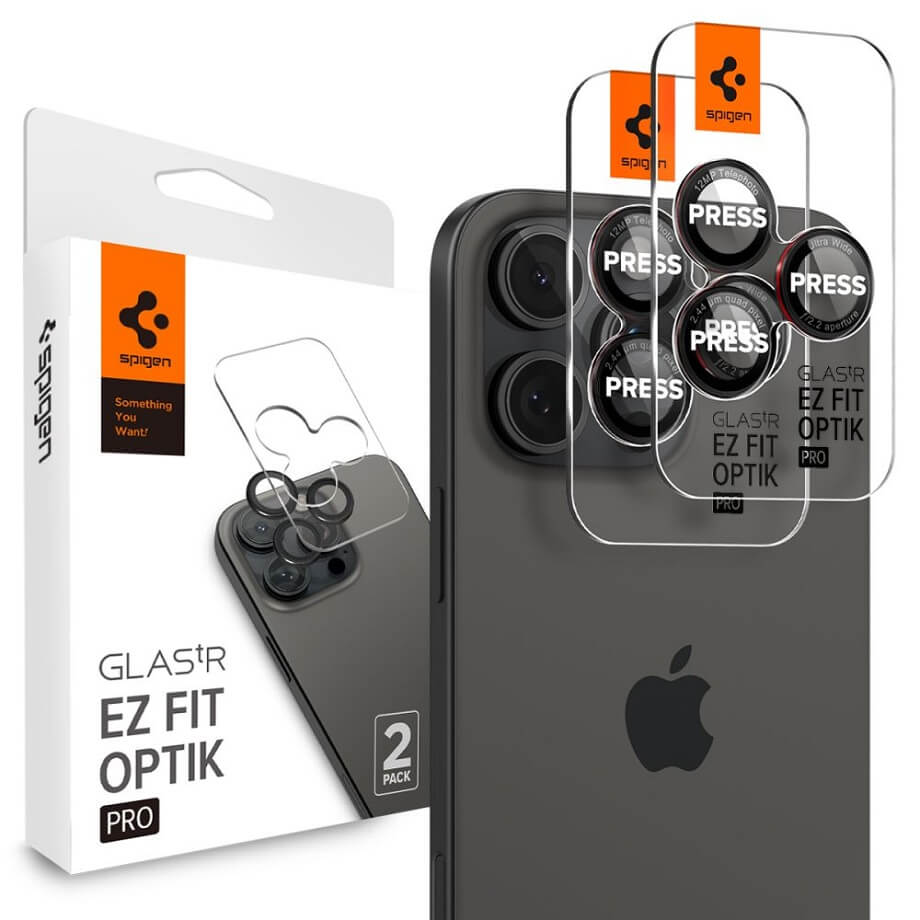 Протектор за Камерата на iPhone 17 Pro Max, Spigen EZ Fit Optik Pro Glass tR 2бр., Черен