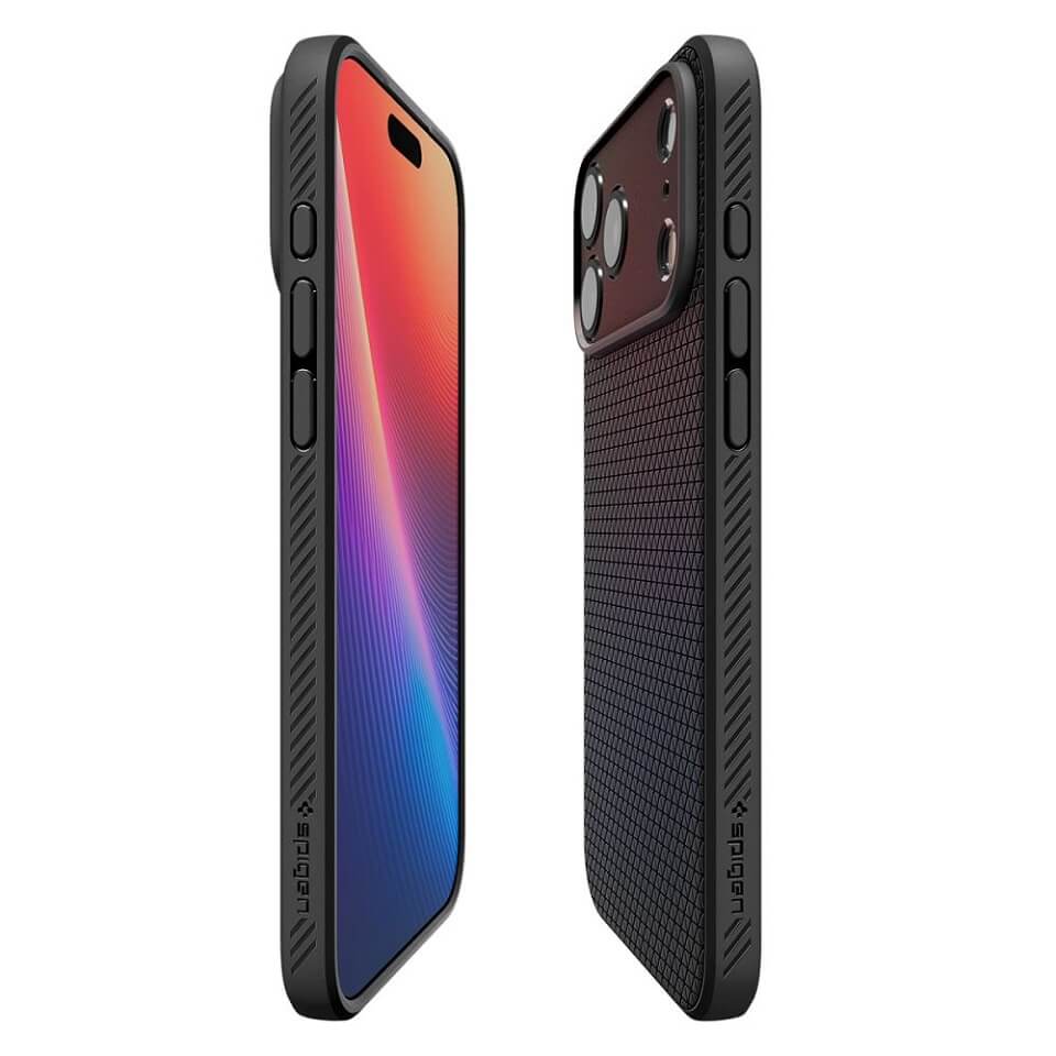 Противоударен Калъф за iPhone 17 Pro Max, Spigen Liquid Air Case, Черен (5)