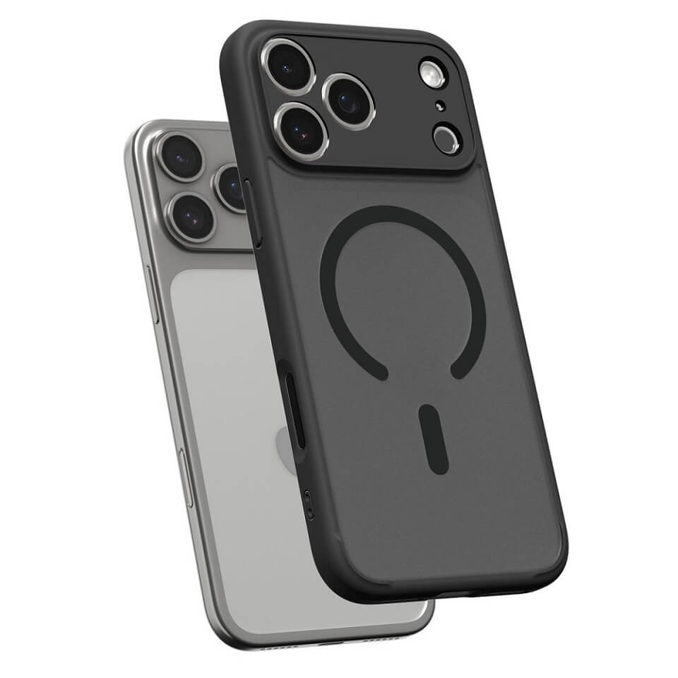 Magsafe Противоударен Калъф за iPhone 17 Pro Max, Spigen Ultra Hybrid Frost Case, Черен (4)