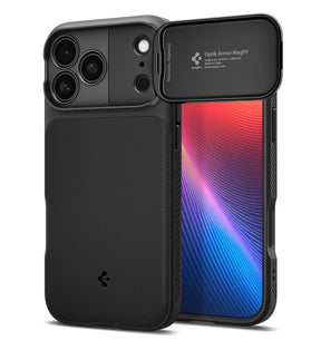 Magsafe Калъф с Камерен Предпазител за iPhone 17 Pro Max, Spigen Optik Armor Case, Черен