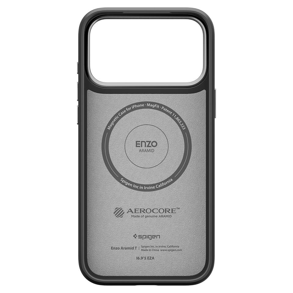Magsafe Калъф за iPhone 17 Pro, Spigen Enzo Aramid T Case S/B, Черен (4)