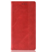 Калъф от Естествена Кожа за Huawei P30 Lite, Retro Leather Wallet Case, Червен