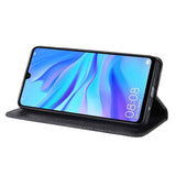 Калъф от Естествена Кожа за Huawei P30 Lite, Retro Leather Wallet Case, Черен (5)