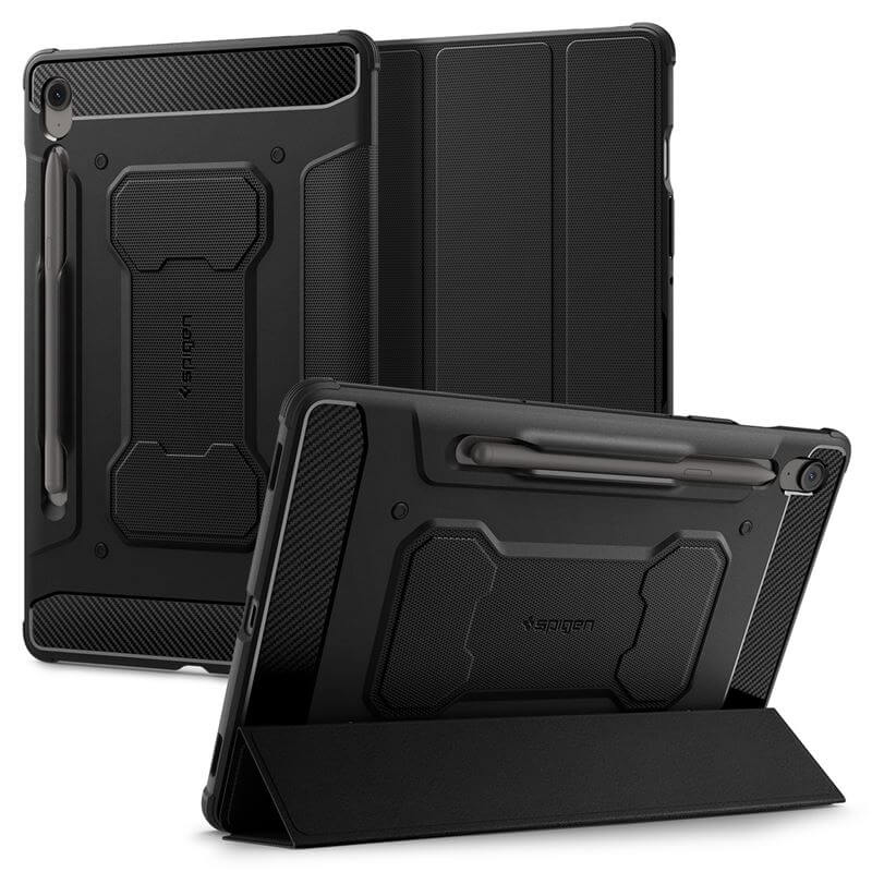 Противоударен Калъф за Samsung Tab S10 FE Plus 13.1", Spigen Rugged Armor Pro Case, Черен
