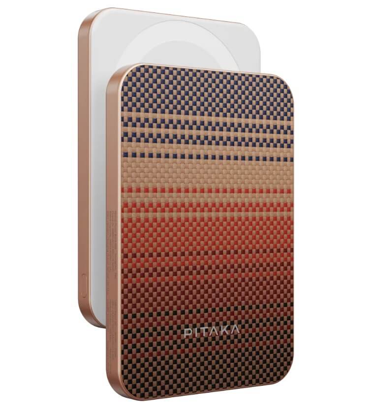 Magsafe Външна Батерия, Pitaka Aramid Magnetic 5000mAh Qi2 Sunset, Кафяв