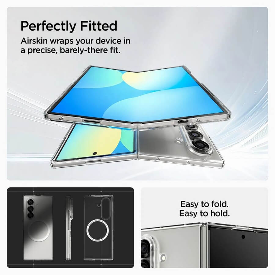 Magsafe Тънък Калъф за Samsung Z Fold 7, Spigen AirSkin Case, Прозрачен (6)