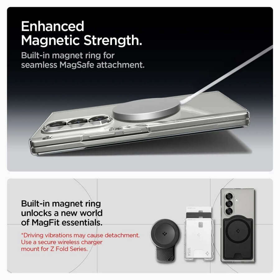 Magsafe Тънък Калъф за Samsung Z Fold 7, Spigen AirSkin Case, Прозрачен (5)