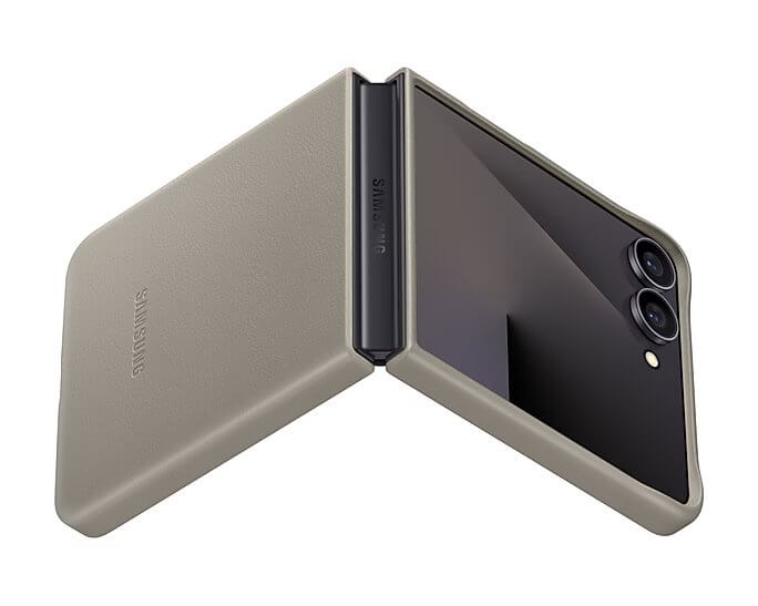 Оригинален Кожен Калъф Samsung Z Flip 7, Kindsuit Case EF-VF766PJEGWW, Бежов (5)
