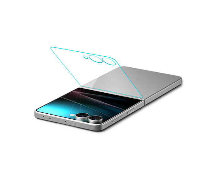 Протектор за Външния Дисплей на Samsung Z Flip 7, Spigen Ez Fit Glass, Прозрачен (4)