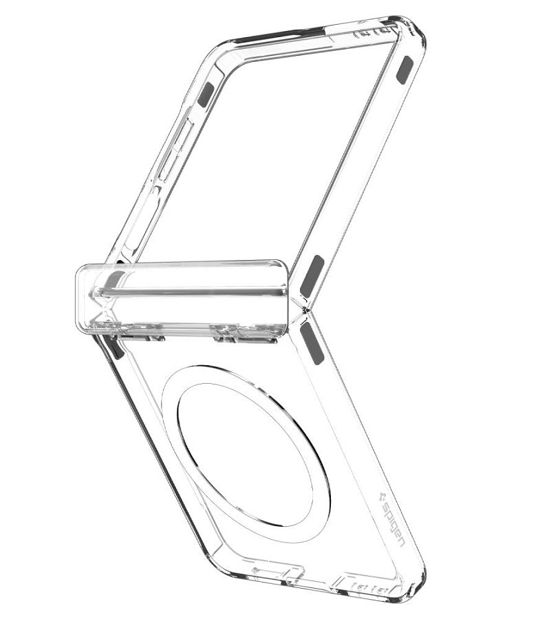 Magsafe Калъф с Предпазител за Samsung Z Flip 7, Spigen Ultra Hybrid Pro MagFit Case, Прозрачен