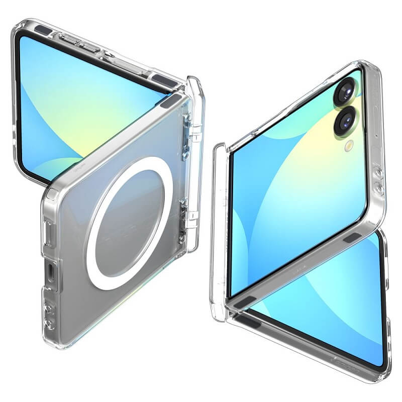 Magsafe Калъф с Предпазител за Samsung Z Flip 7, Spigen Ultra Hybrid Pro MagFit Case, Прозрачен (3)
