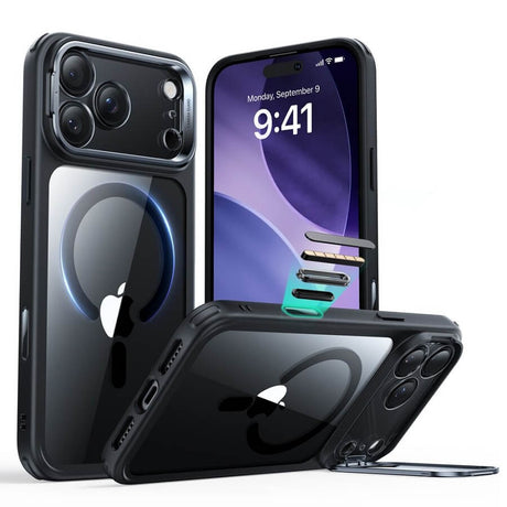 Magsafe Калъф за iPhone 17 Pro Max, ESR Classic Hybrid Kickstand Magnetic Case, Черен