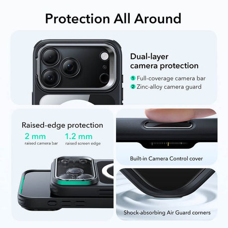 Magsafe Калъф за iPhone 17 Pro, ESR Classic Hybrid Kickstand Magnetic Case, Черен (3)