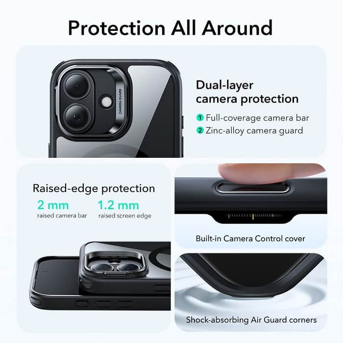 Magsafe Калъф за iPhone 17, ESR Classic Hybrid Kickstand Magnetic Case, Черен (3)