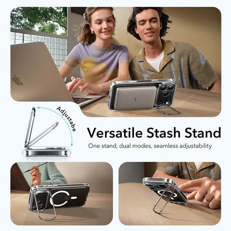 Magsafe Калъф за iPhone 17 Pro, ESR Classic Hybrid Kickstand Magnetic Case, Прозрачен (5)