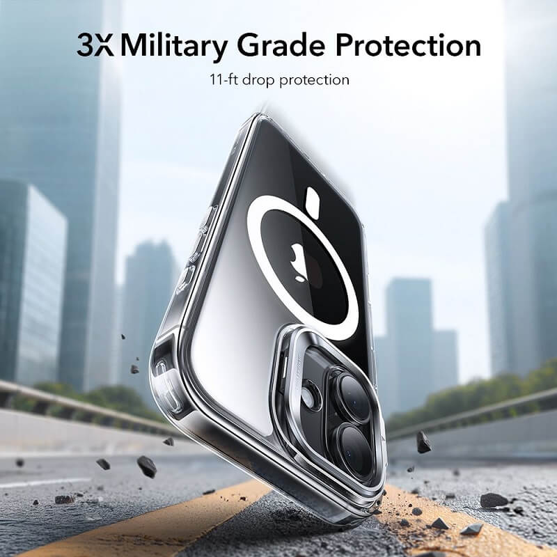 Magsafe Калъф за iPhone 17, ESR Classic Hybrid Kickstand Magnetic Case, Прозрачен (4)