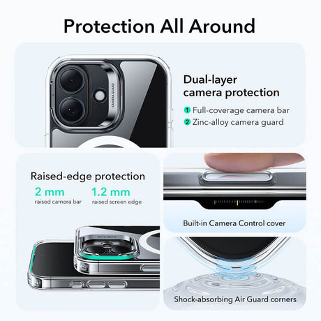 Magsafe Калъф за iPhone 17, ESR Classic Hybrid Kickstand Magnetic Case, Прозрачен (3)
