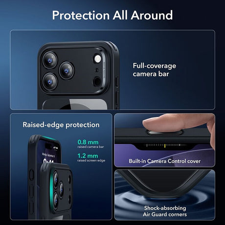Magsafe Калъф и Протектор за iPhone 17 Pro, ESR Classic Hybrid Magnetic Set Case, Черен (5)