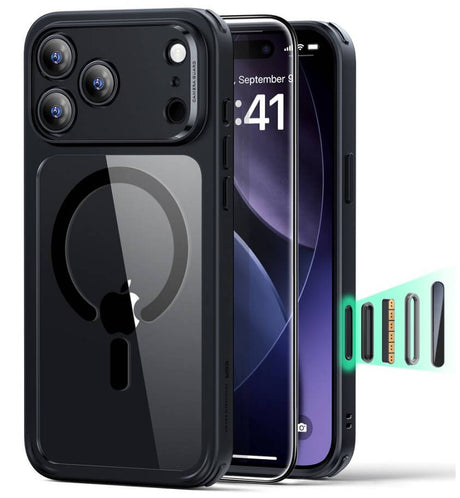 Magsafe Калъф и Протектор за iPhone 17 Pro, ESR Classic Hybrid Magnetic Set Case, Черен