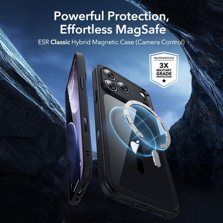 Magsafe Калъф и Протектор за iPhone 17 Pro, ESR Classic Hybrid Magnetic Set Case, Черен (6)