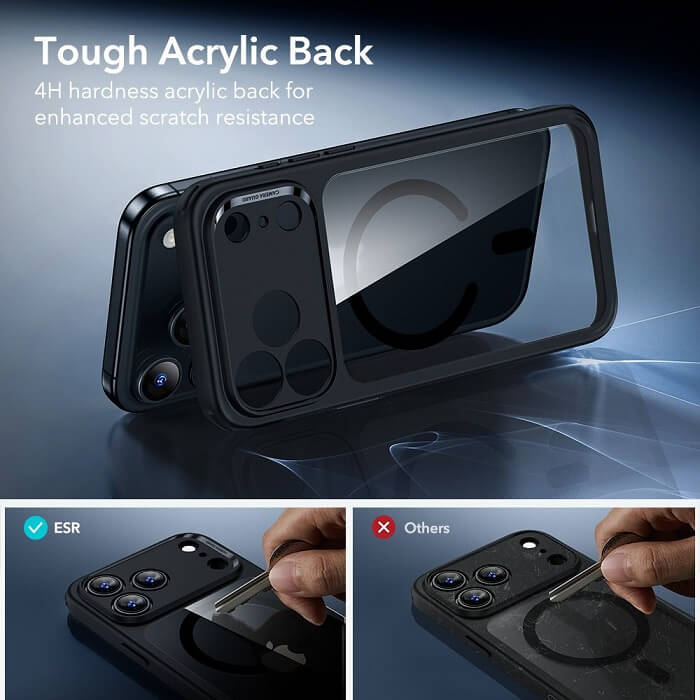 Magsafe Калъф и Протектор за iPhone 17 Pro Max, ESR Classic Hybrid Magnetic Set Case, Черен (3)