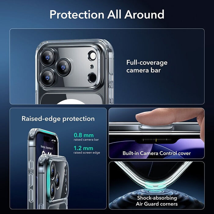 Magsafe Калъф и Протектор за iPhone 17 Pro, ESR Classic Hybrid Magnetic Set Case, Прозрачен (5)