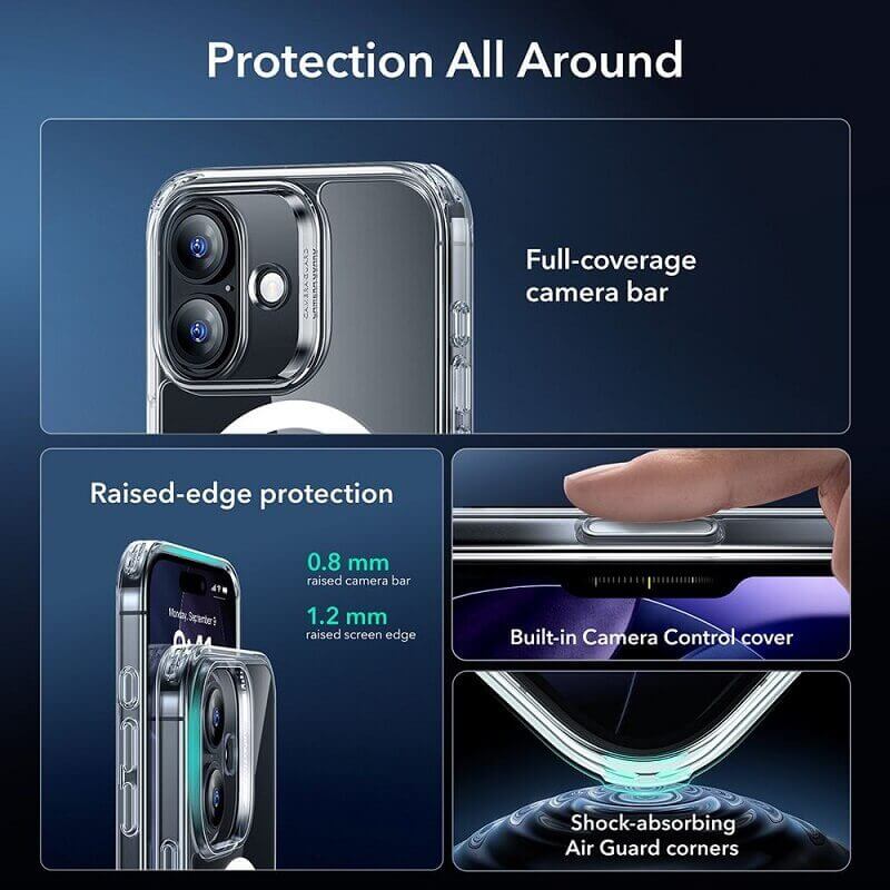 Magsafe Калъф и Протектор за iPhone 17, ESR Classic Hybrid Magnetic Set Case, Прозрачен (5)