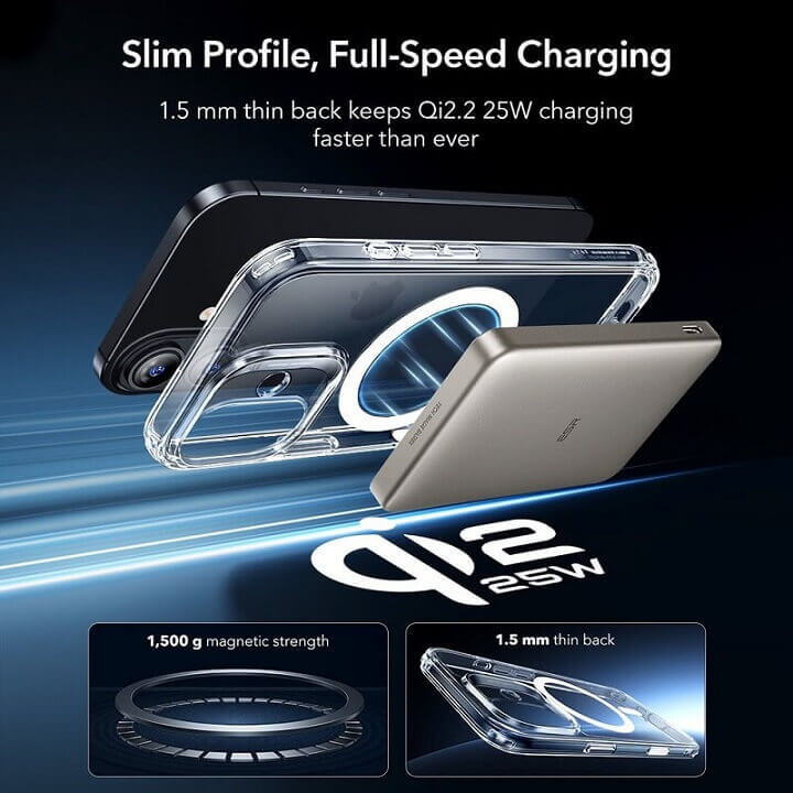 Magsafe Калъф и Протектор за iPhone 17, ESR Classic Hybrid Magnetic Set Case, Прозрачен (4)